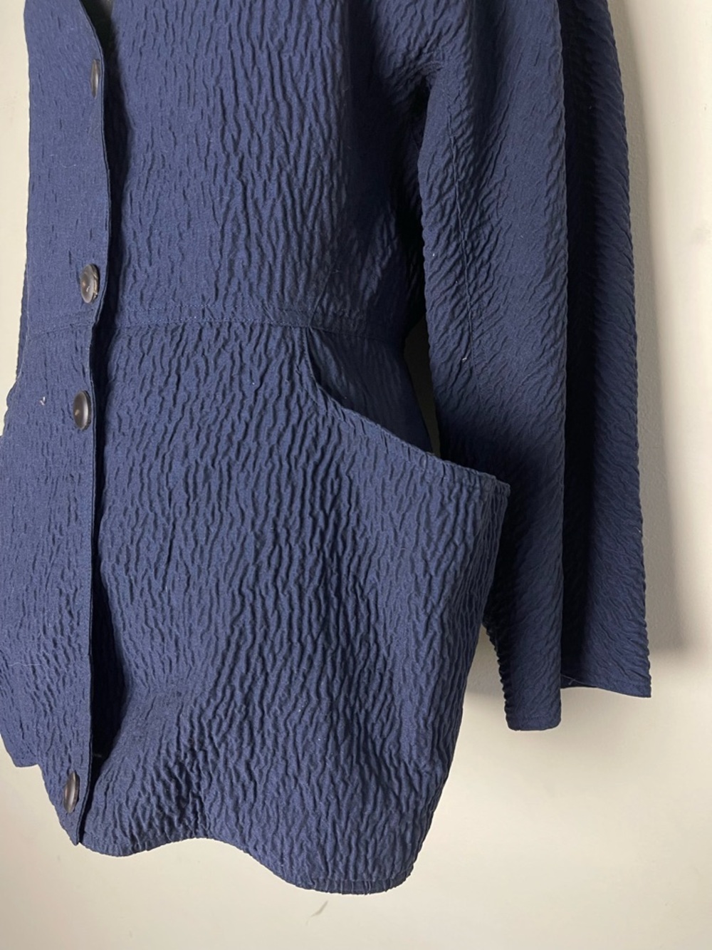 Anne Marie Navy Textured Button-Front Jacket - Picture 6 of 8